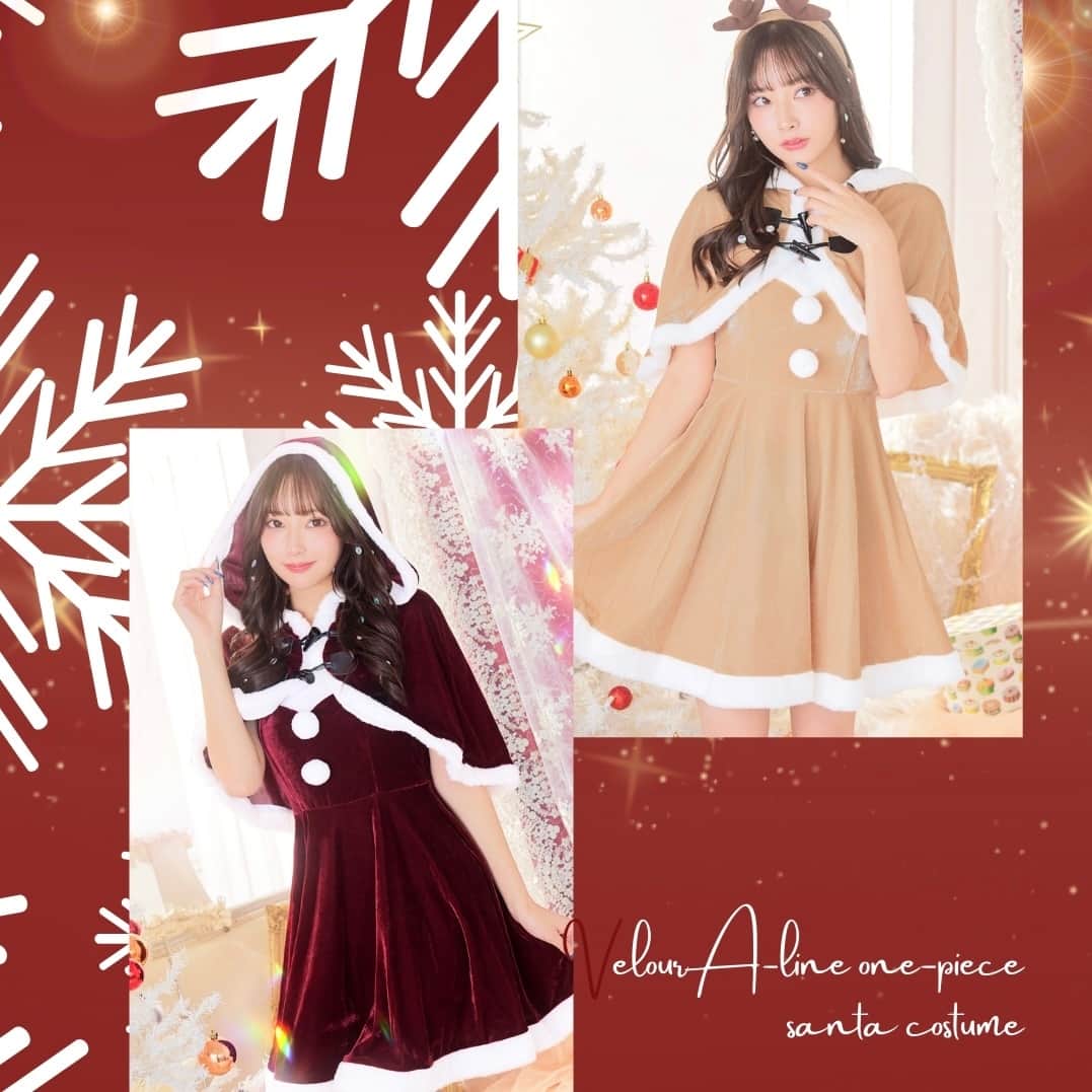 DazzyStoreのインスタグラム：「クリスマスが待ち遠しい⁉⁠ ⁠ 可愛いがあふれ出す⁠ ℂ𝕙𝕣𝕚𝕤𝕥𝕞𝕒𝕤 コーデ🎄🔔💖⁠ ⁠ #PyunA . さん着用 @⁠_000919_⁠ ･･････････････････････････････････⁠ 🏷ポンチョ&Aラインワンピースクリスマスコスチューム⁠ Price：¥4,378(tax in)⁠ Color：WINERED / BEIGE⁠ 商品No.🔍 : fm7d002⁠ ⁠ ふんわりＡラインスカートが可愛く⁠ 体型カバーできるサンタコスチューム🎅⁠ ワンピース、上質なポンチョ、⁠ サンタ帽orトナカイカチューシャの3点セット💓⁠ ･･････････････････････････････････⁠ 　⁠ プロフィールのURLから⁠ オンラインショップをチェックしてね👆⁠ ▽　▽　▽　▽⁠ @dazzy_official⁠ 　⁠ ⁠⁠\\モニターキャンペーン//⁠ ポンチョ&Aラインワンピースクリスマスコスチューム⁠ がもらえる⁠モニター企画を開催中♡⁠ ⁠ 詳しくは11月16日の投稿をチェック👆⁠ 　⁠ ⁠／⁠ ⁠ dazzyドレスの着用写真を　⁠ ⁠#dazzyme をつけて投稿すると⁠ dazzy公式HPで紹介されるかも･･･？🫧♩⁠ ＼⁠　　　⁠ 　⁠ ───────────────────⁠───────⁠ #dazzy #dazzystore #通販 #ドレス #キャバ⁠ #キャバ嬢ドレス #キャバ嬢 #水商売 #夜職⁠ #ニュークラブ #クラブ #ナイトワーク⁠ #カラコン #コスメ #GRACIANA ⁠ #モニターキャンペーン #モニター企画 ⁠ #懸賞 #キャバ嬢コーデ #キャバ嬢life⁠ #華奢 #セクシーコーデ #大人可愛い⁠ #クリスマスコーデ #サンタコスチューム⁠ #パーティーコーデ #サンタコス」
