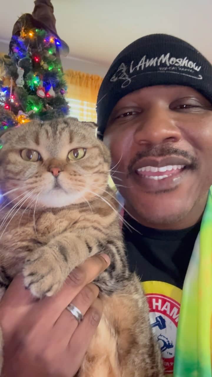 MSHO™(The Cat Rapper) のインスタグラム：「Happy Caturday to everyone! To ANYBODY reading this. WE LOVE YALL SO MUCH and we don’t care at all if you believe US OR NOT! Thats ALL ON YOU. Have a great day and happy holidays!!! Who’s going to wish us a “HAPPY CATURDAY” as well????? Who’s ready for XMAS!?!?!? Let’s go 🎄❤️😺 #MerryXmas #Caturday #HappyHolidays #Christmas #ChristmasTree #MerryChristmas #TheCatRapper #CatMan #CatMom #CatDad #MoGang」