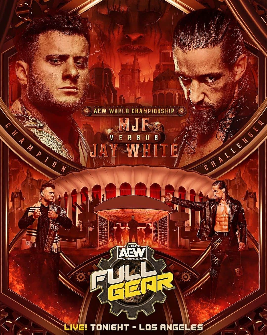 ジェイ・ホワイトのインスタグラム：「The #AEW World Title is on the line! #BulletClubGold's @JayWhiteNZ will challenge the Champ @The_MJF LIVE on PPV at #AEWFullGear TONIGHT!  Watch #AEWFullGear LIVE on PPV TONIGHT at 8pm ET/5pm PT  🔗allelitewrestling.com/watch-full-gear-2023 📱aewevents.com/Full-Gear 🌏youtube.com/live/rqt7EH3ttsc?feature=shared」