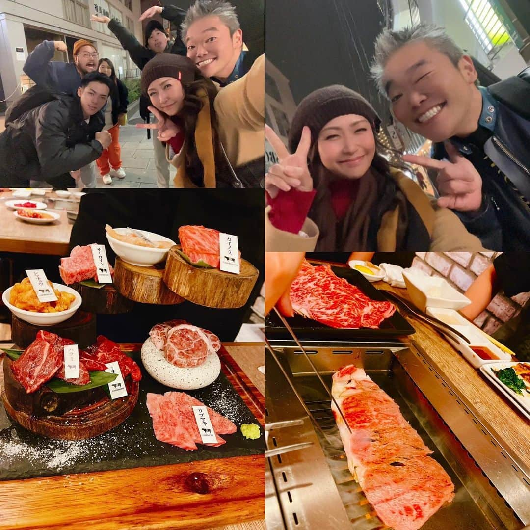 水上真理のインスタグラム：「先日の♡ . ルイさん達と 美味しすぎるやきにくぅ🥰 . 楽しい会話と 美味しい食事とお酒🥂 . 幸せしかないです♡ . ありがとうございます✨ . #smile  #happy #love  #やきにく」