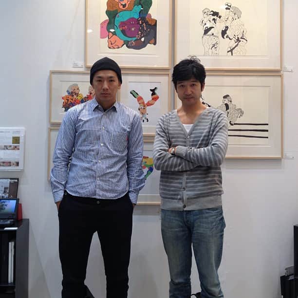 松山智一のインスタグラム：「Visiting Tokyo Artfair at Atelier In curve, great works by Tomoyuki Shinki, thanks to Takahiro Okazawa from CLS for the intro,,」