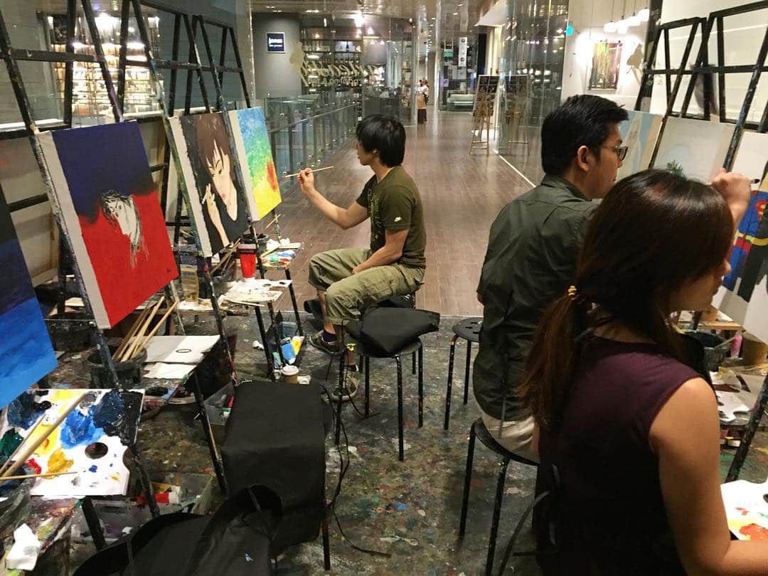 のインスタグラム：「Went to painting cafe 😍 such a good idea #sg #paintingcafe #painting」