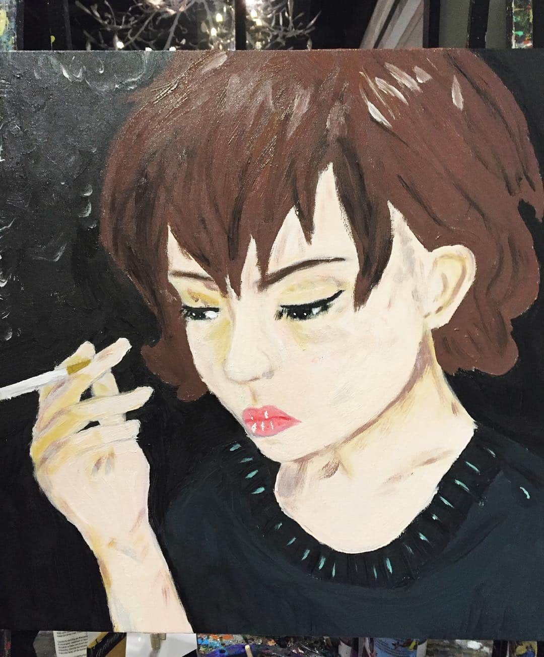 のインスタグラム：「@saskiax7  my painting 😁😁 #sg #arteastiq」