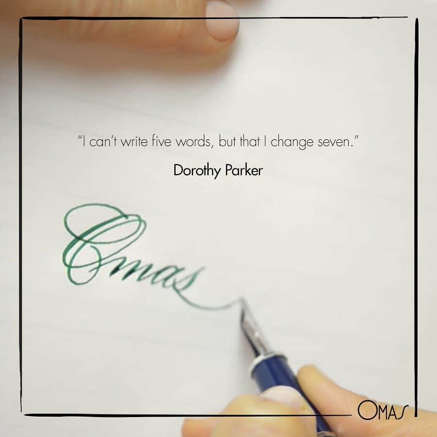 オマスのインスタグラム：「The power of words. #OMASinspiration #OMASinspiration #instaquote #DorothyParker #OMAS #Fountainpen #Pen #Calligraphy #FPGeeks #slowliving #handwrite #handmade #instapen #handicraft #madeinitaly #art #writing #write #ink #penworld」