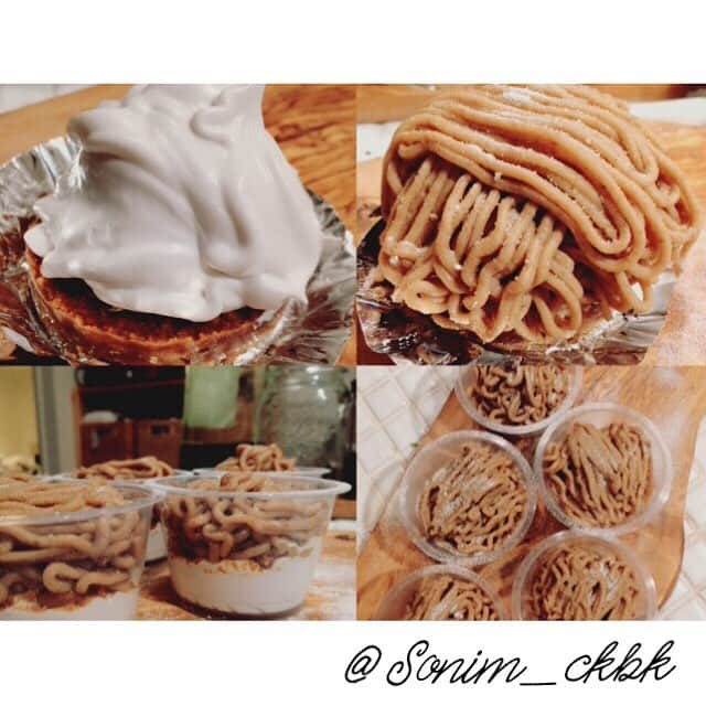 ソニン クッキングさんのインスタグラム写真 - (ソニン クッキングInstagram)「🌰Vegan easy Mont Blanc🌰 #Vegan#MontBlanc 💛Cooked chestnuts 💚Coconut cream(from a can) 💙Granulated beet sugar 💜Almond milk (depends on the chestnut paste texture) 💛Vanilla extract 💚Vegan cookie of your choice(I used Lotus cookie) 💙Option: coconut oil( for crust. to stick broken cookies together.) Mix chestnuts, coconut cream, sugar, and vanilla in ur blender. Whipped chilled coconut cream solid part. Break your cookies and decorate however you'd like to.😋 #SonimBaking  #甘栗の残り使ったの#簡単モンブラン#甘栗モンブラン#乳製品不使用#卵不使用#精製砂糖不使用#久しぶりにモンブランの口金登場 #いっぱい残ってる#誰にもあげる予定なし#ヤバし」12月15日 23時34分 - sonim_ckbk