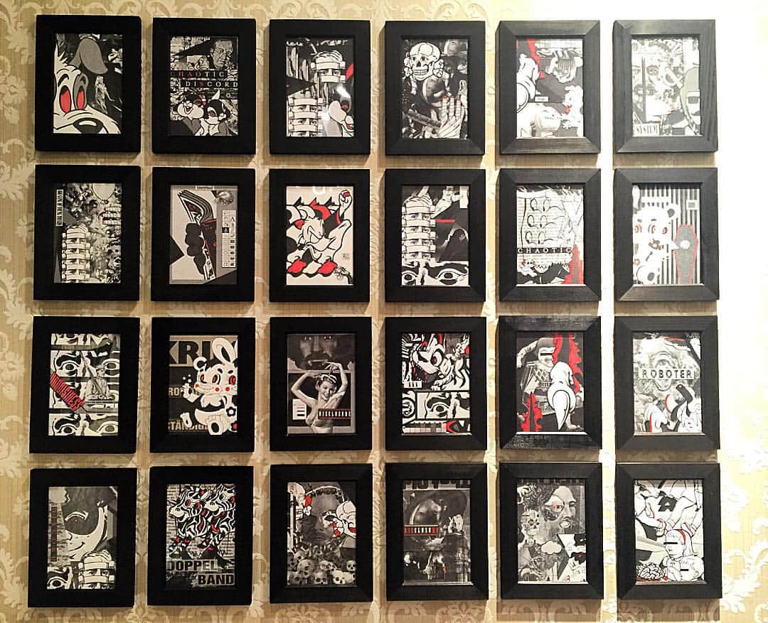代官山Aquviiのインスタグラム：「“KOU”  2Fで靴下の展示販売中のpoem by rabbitと  親交の深いグラフィックDIYコラージュアーティストKOUの，ミニ作品を同時展示販売開始！！ 即お渡し可能な作品たち。ぜひ！  #Aquvii #gift#daikanyama #poembyrabbit #kou」