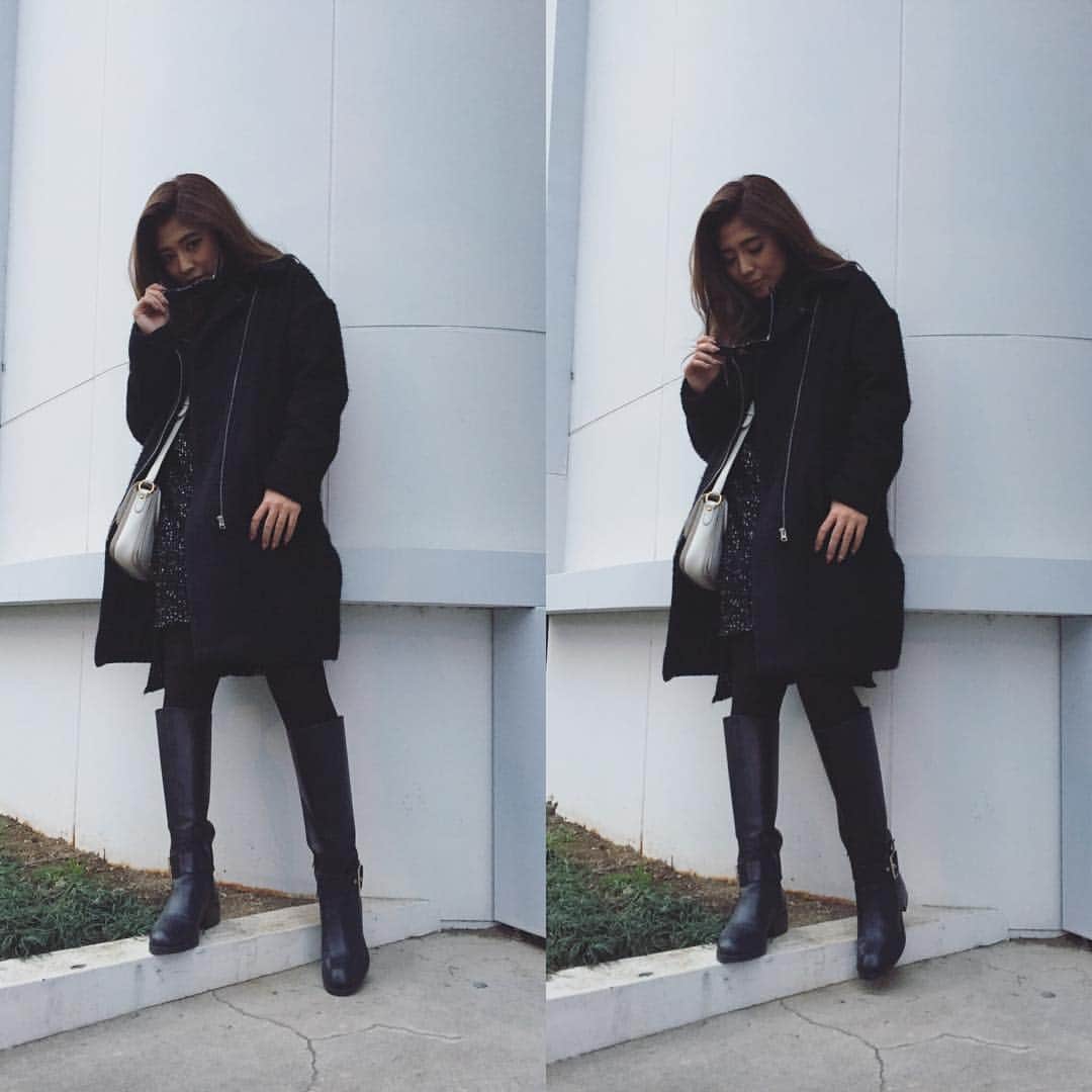 今井華さんのインスタグラム写真 - (今井華Instagram)「. いつかの#outfit 👗 coat / @flove_official  knit&boots / ZARA bag / miumiu sunglasses / CELINE FLOVEのライダース風のロングコートが あったかくて使える☺︎❤︎」12月26日 13時03分 - imaihana