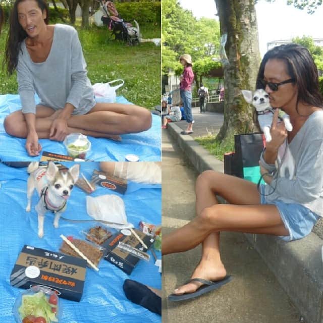 JunJunさんのインスタグラム写真 - (JunJunInstagram)「駒沢公園でバニラとお散歩。 #肉フェスやっているのに叙々苑弁当にした#肉フェス待ち時間長すぎる。#バニラが弁当欲しがる#駒沢公園#ゴールデンウィーク」5月4日 15時47分 - junjun393