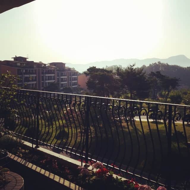 キム・ジェウクのインスタグラム：「Good morning! Chilling on the front patio.」