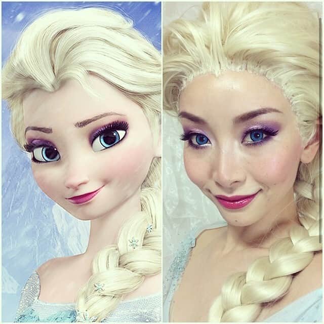 佐々木あさひのインスタグラム：「Elsa Makeup ❄️⛄️ What do you think? Is it good?」