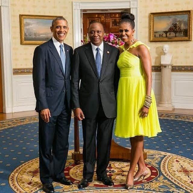 ウフル・ケニヤッタのインスタグラム：「Received by President @barackobama and First Lady Michelle Obama when they hosted us for a dinner at the White House.」