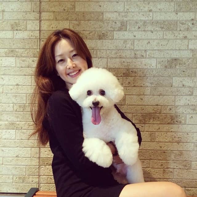 笛木優子のインスタグラム：「おはよう😊 ワンワン💕#ビションフリーゼ」