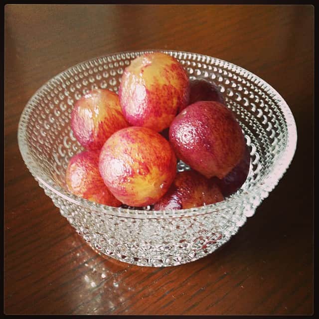 志摩有子さんのインスタグラム写真 - (志摩有子Instagram)「今日も気持ちのいい朝。訳あって朝食はしばらくフルーツを取ることになりました（私のみ）湯むきした丸々とした巨峰を。 #goodmorning #holiday #fruits #旦那さんと息子くんは昨夜のステーキサンドを嬉々として食す」9月23日 7時43分 - ariko418