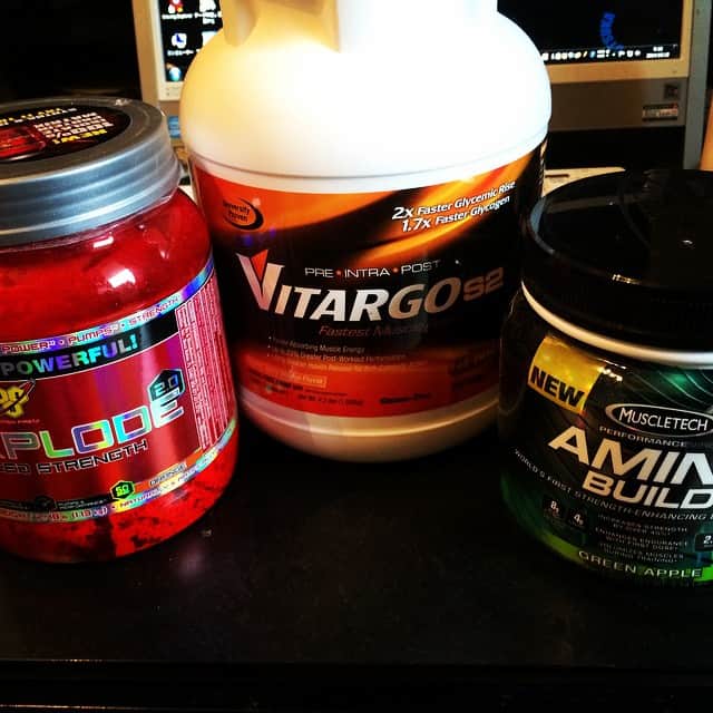 のインスタグラム：「今からワークアウト！プレワークアウトドリンク！！ #workout #workoutlife#preworkoutdrink#xplode#aminobuild#vitargo#backday#bulkup #bodybuilding#fitness #training#ワークアウト#プレワークアウトドリンク#特性ドリンク」