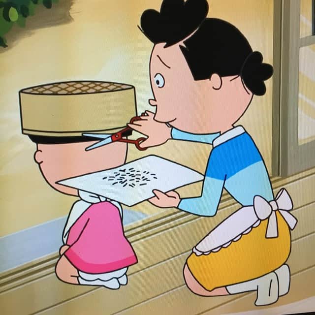 のインスタグラム：「ワカメちゃんの散髪ww #サザエさん #ワカメちゃん」