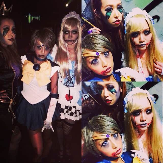 のインスタグラム：「去年も一緒にやったまゆとなっちゃんと(((o(*▽*)o))) #ハロウィン #仮装 #セーラーウラヌス #アリス #白雪姫の継母」