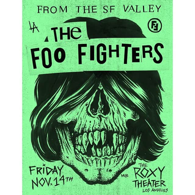フー・ファイターズのインスタグラム：「This Friday. Foo Fighters at The Roxy Theatre in LA! Wanna go? Win tickets here - http://bit.ly/ff-roxy  Flyer design @morningbreathinc」