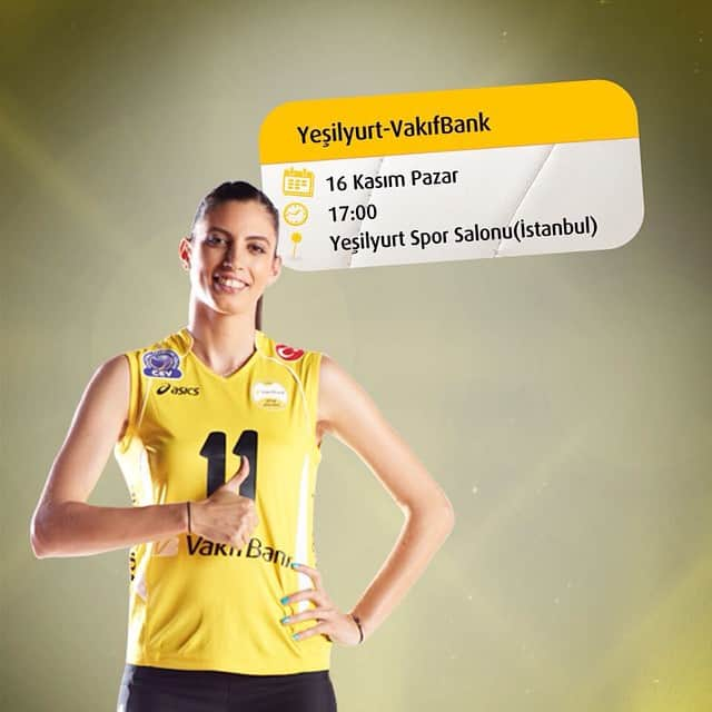 VakıfBank SKのインスタグラム：「Bugünki rakibimiz yeşilyurt gelebilicek tüm taraftarlarımızı bekliyoruz haydi kızlar bu maç bizim! 👍👏」