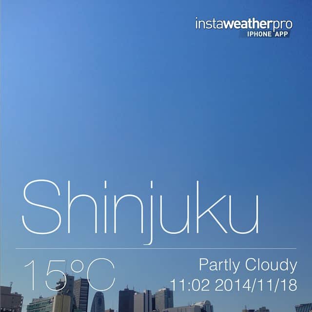 柳下毅一郎さんのインスタグラム写真 - (柳下毅一郎Instagram)「Made with @instaweatherpro Free App! #instaweather #instaweatherpro #weather #wx  #shinjuku #japan #day #autumn #clear #jp」11月18日 11時03分 - garth_y