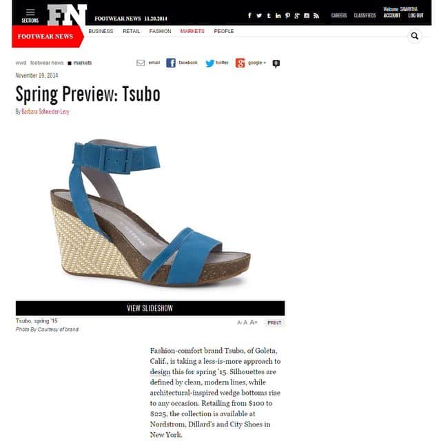 スボさんのインスタグラム写真 - (スボInstagram)「Check out @wwd @footwearnews for a sneak peek at our #Spring15 line! #footwear #style #fashion #comfort #WWD」11月21日 10時53分 - tsubo_footwear