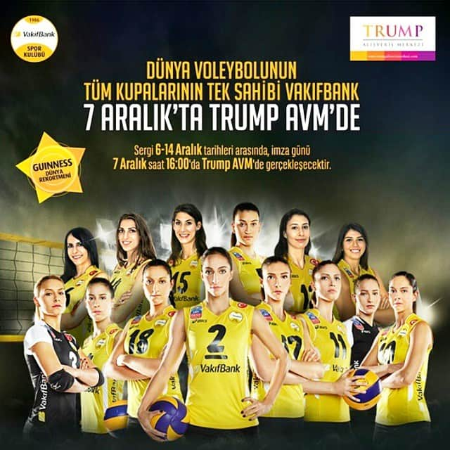 VakıfBank SKのインスタグラム：「Bugun Trump AVM'de saat 16:00' da başlayacak imza günümüzü kaçırmayın! Ayrıca 6-14 tarihleri arası Trump Avm'yi ziyaret edip kupalarimizin sergisine göz atmayi unutmayın.. ☺ #Vakıfbank #VakifTrumpta」