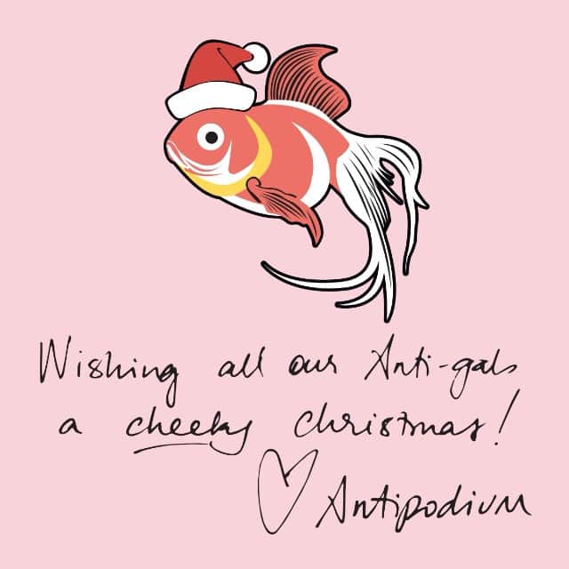 アンティポディアムのインスタグラム：「Happy Holidays from Grumpy Fish and all at Anti Towers! 🎄🎁🎅🎄」
