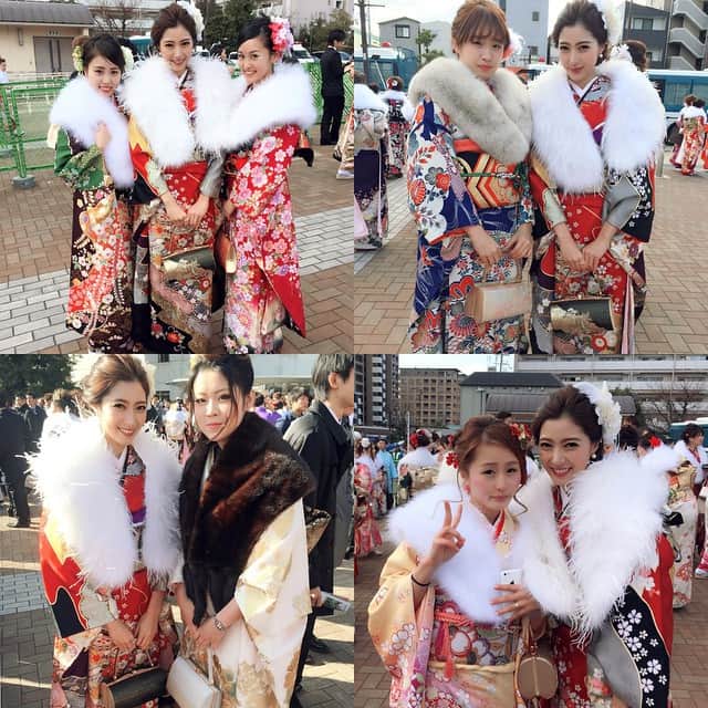 湯浅喬子のインスタグラム：「会場でたくさんの人に会えてHappyでした😉💋🎉 #成人式 #振袖 #happy #love」