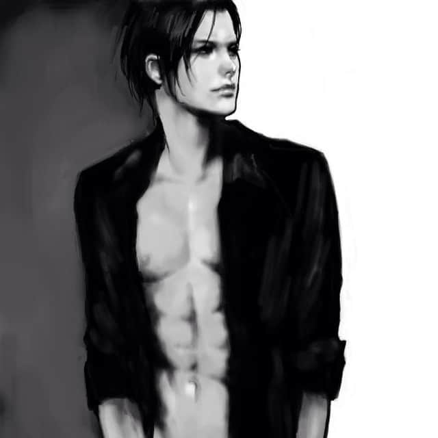 のインスタグラム：「Art by im 💞 #monochrome #blackandwhite  #Illustration #art #boy #guy #beautiful #prettyboy #dibujo #draw #mangaart #animeart  #アニメ #anime #漫画 #manga #オタク #おたく #otaku #コスプレ #dark #artist #animeboy #cool #lovely」