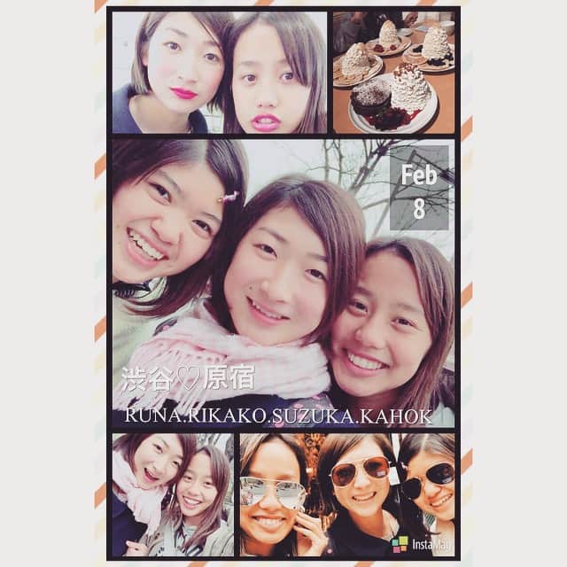 池江璃花子のインスタグラム：「#InstaMagApp @fotorus_official 今日は人生初の原宿&egg thinks♡&渋谷 るなたちは、明日からもfight👊 楽しかった。満足満足😋 今度はリオちゃんと、さきちゃんと行きたいなー(*☻-☻*)♪」