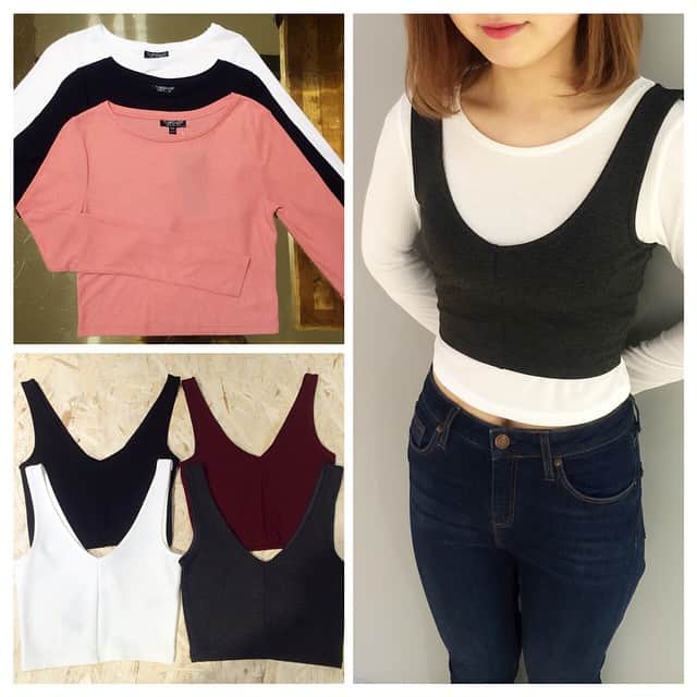 Topshop Japanのインスタグラム：「リーズナブルなクロップトップスとブラレットはカラバリも豊富♡ お好きな組合せでレイヤードをたのしんで♡  RIB CROP  税込¥1,836 V BRALET  税込¥1,836  #topshop #topshop_jp #topshopmakuhari #トップショップ #outfit #layered」