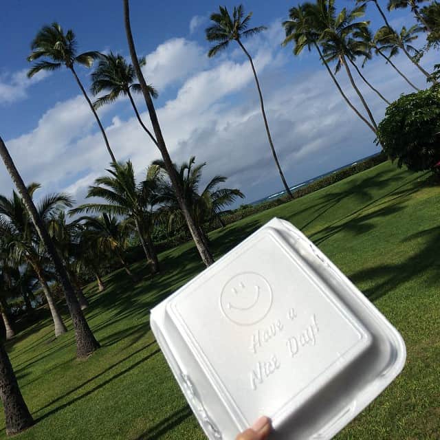 笛木優子のインスタグラム：「Have a nice day😊✨🌺🍱🍍 撮影中！#hawaii #촬영#도시락」