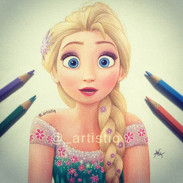 Casのインスタグラム：「My new drawing of Elsa! ❤️ Who's excited for Frozen Fever?」